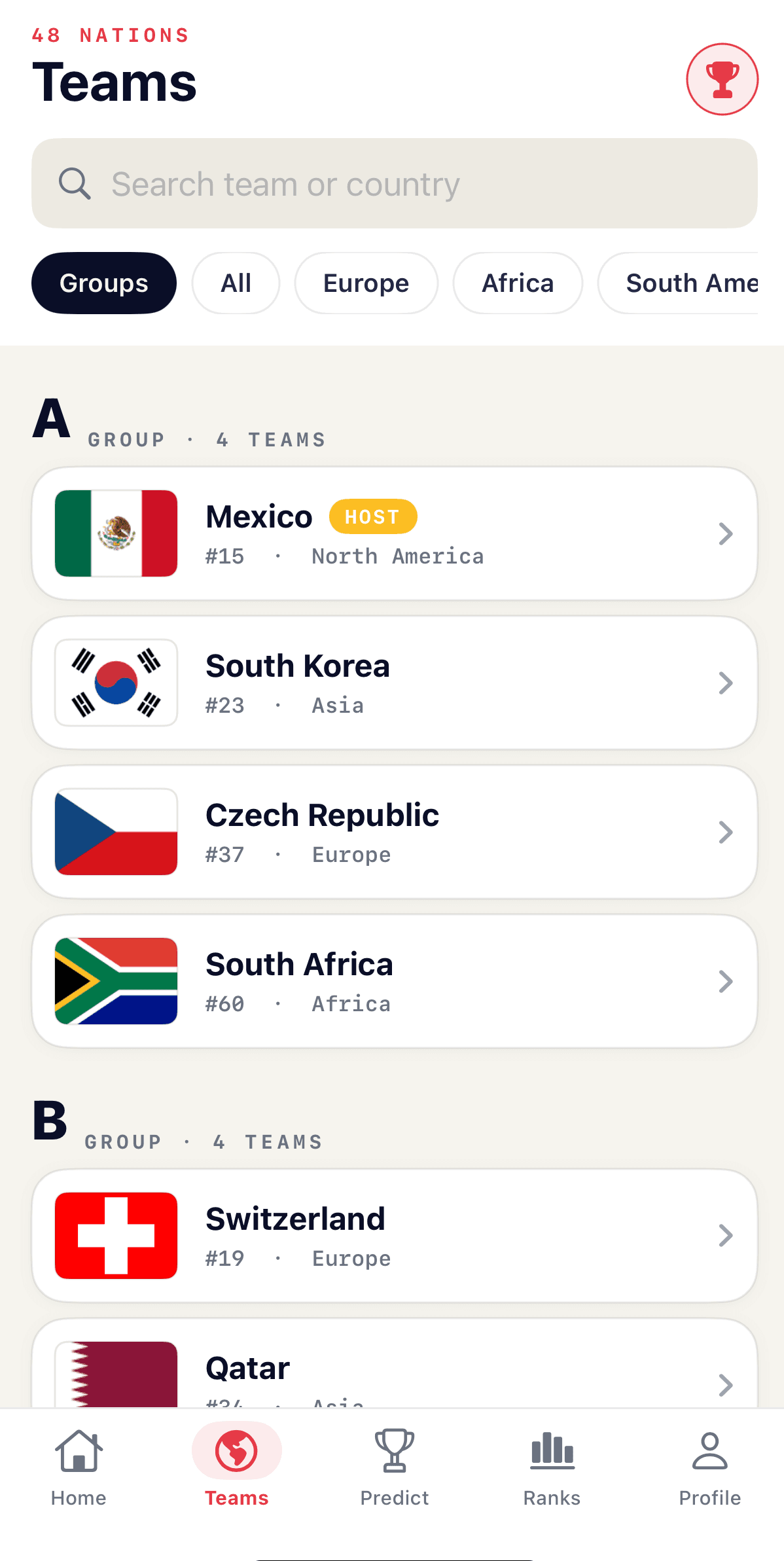 World Fan Cup 2026 screenshot
